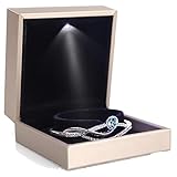 Changbloom プロポーズ LED指輪ケース リングケース ジュエリー収納 記念日プレゼント (ブレスレットケース ゴールド)