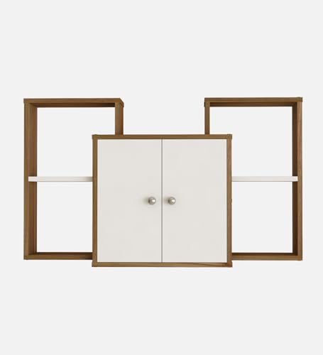 Image of WYDE Multipurpose Modular Wall Racks /Shelves /Organiser /Decor Particle Board Wall Shelf (Number of Shelves - 4, Beige, White)
