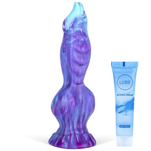 BBC Dog Dildo Silicone Fantasy Suction Cup Dildo Anal Ease Knot Anal Dildo Wolf Alien Monster Cock for Women Men Gay Lesbian and Couples Strap On Knotted Discreet Sex Toy (Blue, 5.7) Blue 5.