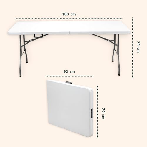 Table de jardin portable 180cm pour repas de famille sur terrasse et camping