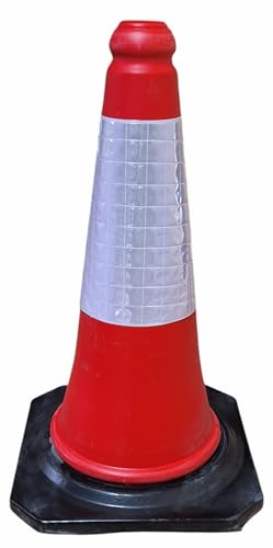 Ferretelix® Cono de Señalización Tráfico 50 cm – Base de Goma Reflectante 28x28 cm