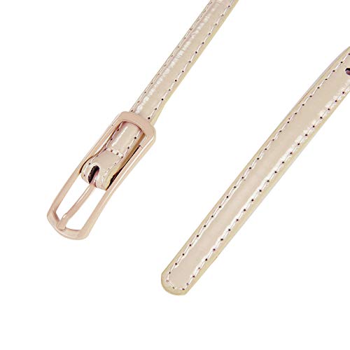 Selighting Womens Faux Leather Skinny Belts for Dresses - Khaki, One Size4