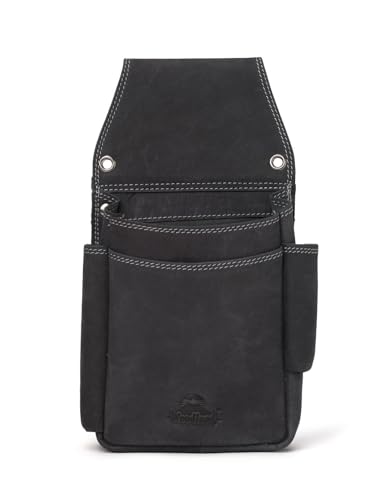 Woodland Robustes Profi Kellnerbörsen-Holster aus Naturbelassenem Büffelleder Anthrazit