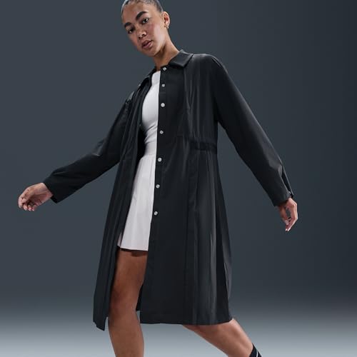 Image of Nike 24.7 PerfectStretch Women's Dri-FIT Oversized Trench Coat (Black /Dark Smoke Grey)