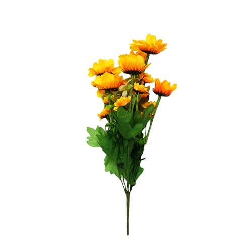 Image of Enhance Your Space with Artificial Leaf Decor Foliage for Stunning Interiors Decorative Items for Home;Office; Room; Living Room; Table; (Without Vase) (Pack of 1, Sunflower)