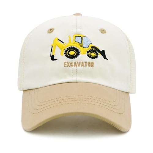 Kids Trucker Hat for Boys Girls Ages 3-9, UPF 50+ Protection Mesh Back Embroidered Baseball Cap