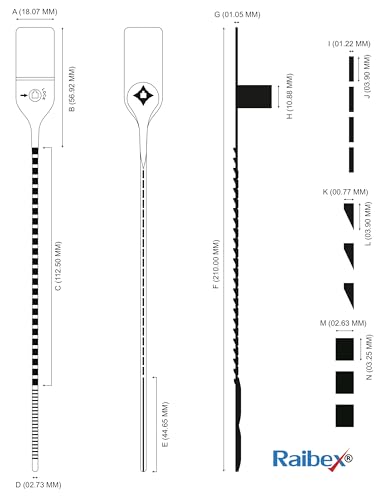 RAIBEX Container Security Tag Pull Tight Grip Seal with Serial Numbers, 8 Inches, 100 Pieces (Yellow)
