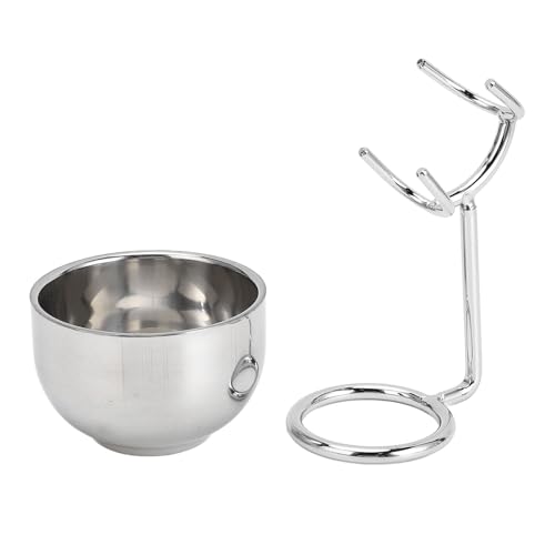 HOSEONFN Soporte para brochas de afeitar con juego de cuencos de espuma para hombres, construcción de metal duradero, diseño compacto para un fácil almacenamiento, elegante