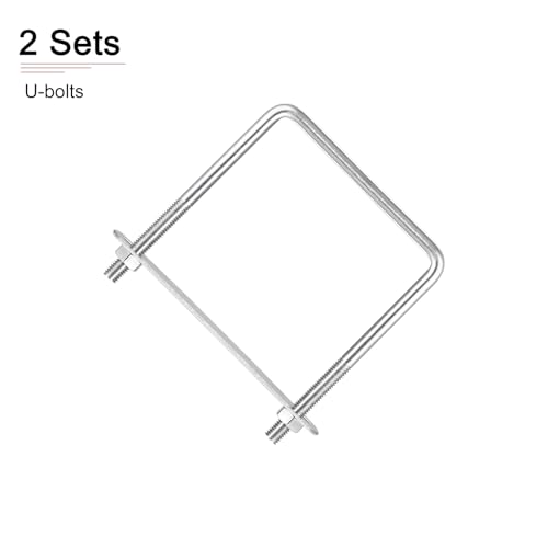 Image of DTGN M8x95x118mm(ThreadxWxL) Square U Bolt - 2Pack - Good for Trailer Pipe Replacement Parts - 304 Stainless Steel U Shape Bolts