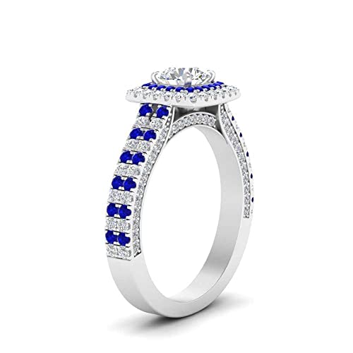 Image of 55Carat Choose Your Gemstone Double Band Square Halo Diamond CZ Ring 925 Sterling Silver Round Shape Halo Engagement Rings Everyday Jewelry Wedding Jewelry Handmade Gifts for Wife US Size 4 to 12