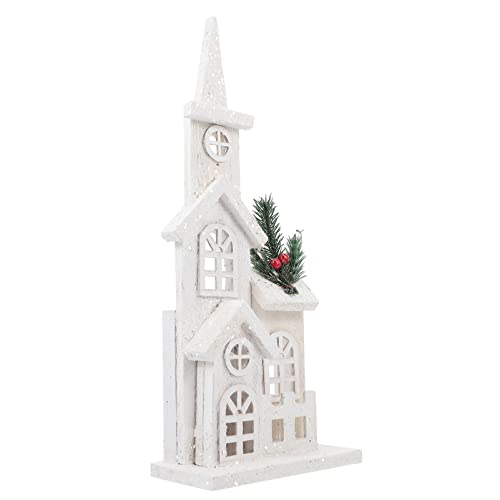 STOBAZA Glowing Castle Ornaments Light up Christmas Village Houses Led Decorative Wooden Collectible Building for Holiday Home D Cor 14.9X6.3X3.1 Inches