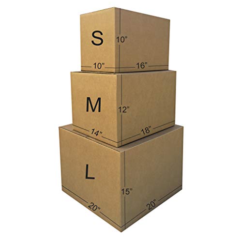 Image of Amazon Basics Cardboard Moving Boxes in Small, Medium and Large Sizes (Assorted), Pack of 30, Brown
