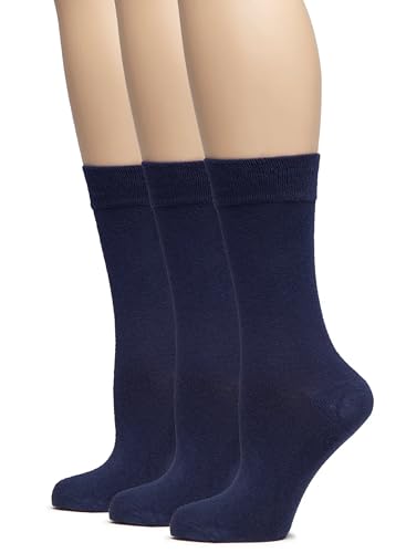 Image of Hugh Ugoli Women's Thin Soft Rayon Derived from Bamboo Crew Socks for Dress, Trouser, Seamless Toe & Non-Binding, 5-8 /9-11