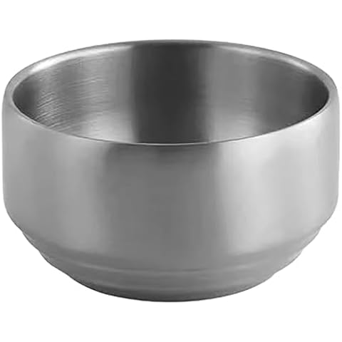 YIKANGHENG Thickened 304 Stainless Steel Bowl, 300Ml Food Grade Bowl for Soup, Rice, Salad, Cereal, Breakfast, Dinner, Serving and Oatmeal at Home and Outdoors (1, 10.5 cm) Cover