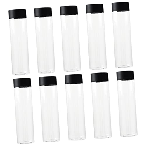 FUNOMOCYA 10 Pack 400ml Round Plastic Water Bottles Black Lids Elegant Design for Efficient Beverage Management