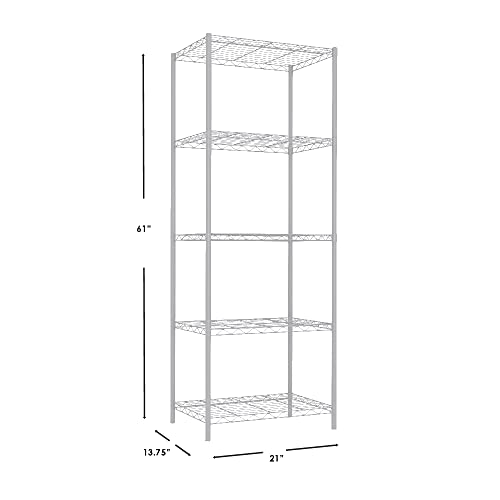 Home Basics 5 Tier Wire Shelving Unit, (White) Steel Storage Shelves | Tall Wire Shelf | For Food, Laundry Supplies, Paint, Hardware, And More #TOP2
