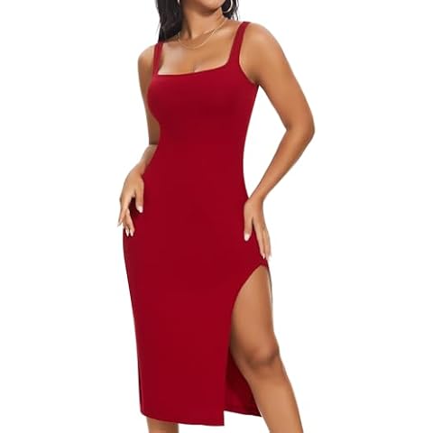 SHAPERIN Tummy Control Slip Dress with Slit Cover