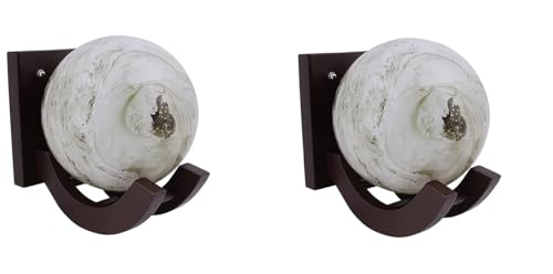 ONECYA ROYAL FANCY Traditional Indoor Wall Light Brown Color Globe Shape E27 Holder Upto 100-Watts Made in India (Bulb Not Included) Pack of 1(Wood) (Color Brown, 2)