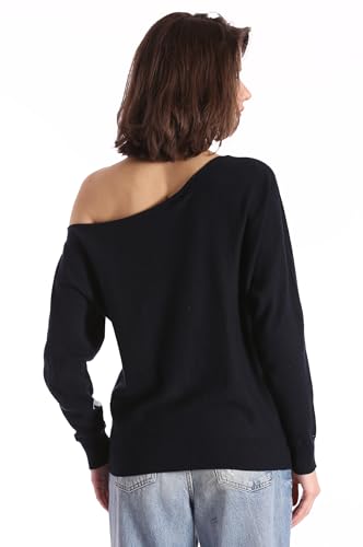 Image of Minnie Rose Womens Long Sleeve Off The Shoulder Cotton Cashmere Pull Over Sweater