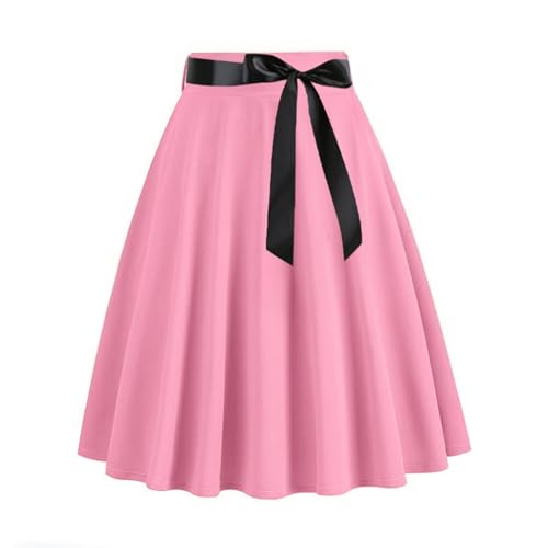 duxyoz Damen-Midirock, Vintage, A-Linie, Retro, hohe Taille, Partyrock, Schnürung, 50er-Jahre, Hepburn-Stil, ausgestelltes Rockabilly-Swing-Kleid,...