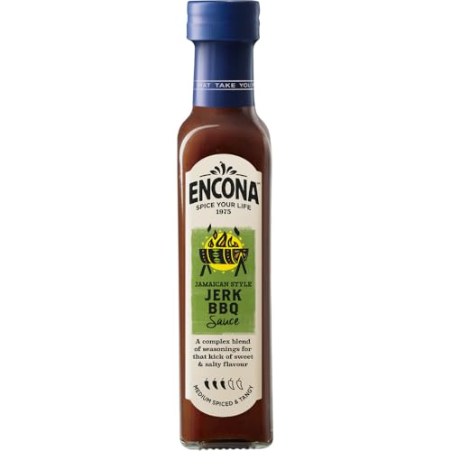 Encona Jamaican Style Jamaican Jerk BBQ Sauce Medium Spiced & Tangy, 4.8 fl oz ℮ 142 ml