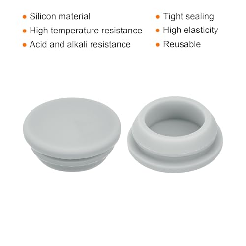 Image of MECCANIXITY 10pcs Silicone Snap in Locking Hole Plugs,19mm /0.7 Inch Mounting Diameter Narrow Groove Width 2mm Panel Seal Cover Round for Kitchen Bulkheads Waterproof Sealing Plugs Grey