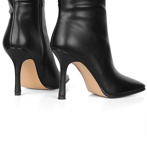 Knee High Boots, Women Thigh High Tall Leather Square Toe 3.74 In Stiletto Heel Sexy Fashion Side Zipper Fall Winter Long Boots4