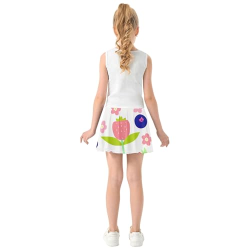 Joisal Colorful Strawberries Pink Toddler Tennis Skirts Children Athletic Shorts Girls Skorts Girl Skort 4t4