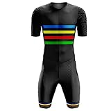 Maillot de Ciclismo, Triatlón Tri Traje - Traje de Piel de Ciclismo para Hombres Triatlón Traje de Velocidad Tritraje de Manga Corta Traje de Velocidad - Traje