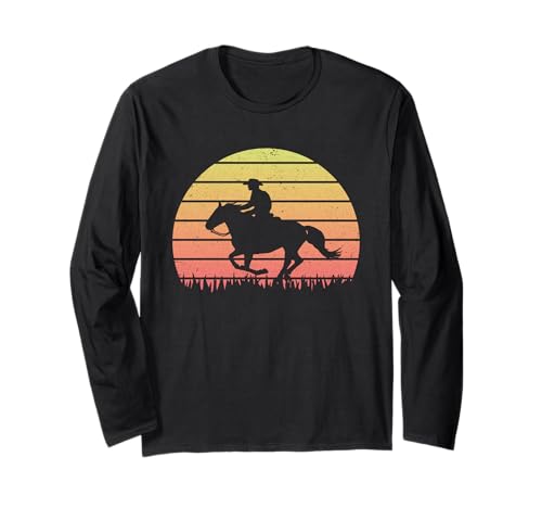 Retro Horse Rider Rodeo Western Cowboy Gift Hombres Mujeres Niños Manga Larga