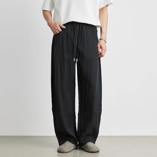 Men's Casual Pants Summer Thin Loose Wide Leg Pants Sports Street Trousers Men3