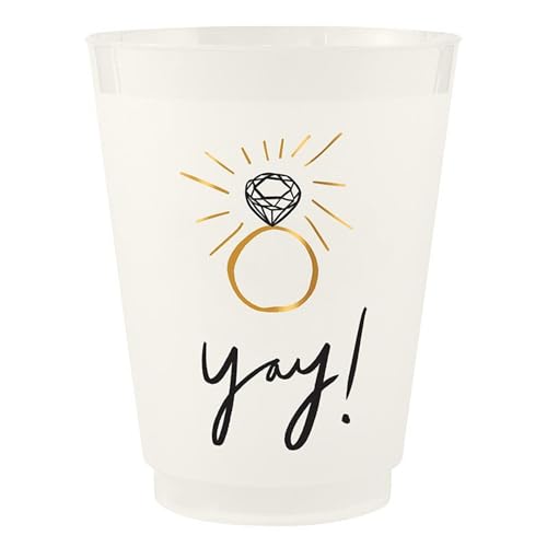 Santa Barbara Design Studio Wedding Bridal Shower Engagement Party Cups 8-Count Reusable BPA-Free Plastic Cups, 16-Ounce, Yay