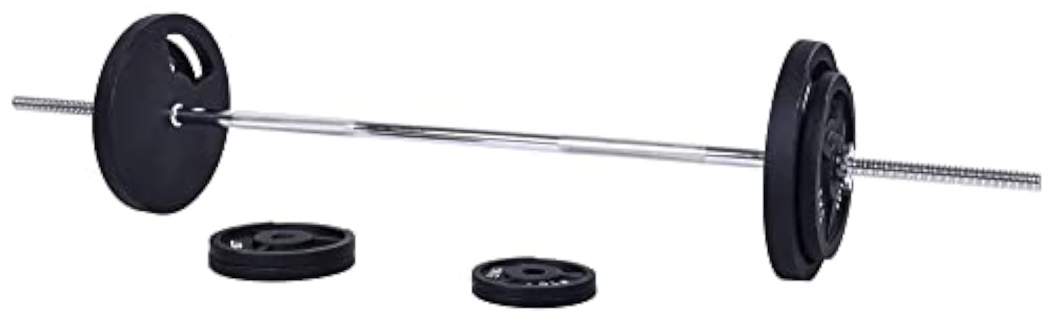 Cast Iron Standard Weight Plates Including 5FT Standard Barbell with Star Locks, 95-Pound Set (85 Pounds Plates + 10 Pounds Barbell), Multiple Packages, Style #7