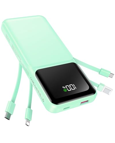 Portable Charger with Built in Cable - 20000mAh Fast Charging Power Bank USB C Slim 22.5W LED...