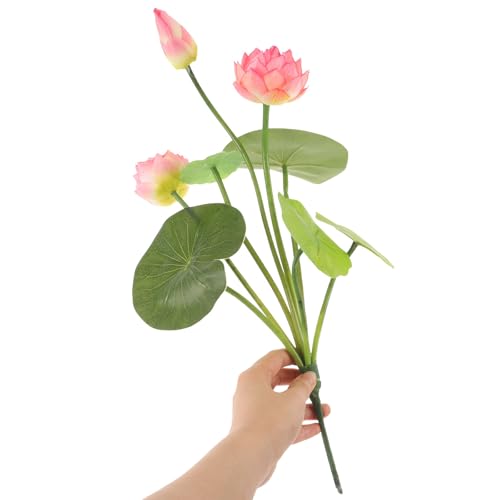 ノーブランド品 造花 仏壇用 ミニ シルクフラワー製のピンクの蓮の花束 写真撮影用小道具しても最適な長持ちする外観持ち 結婚式やダンスパーティーのエレガントな家庭用花飾りして [4]