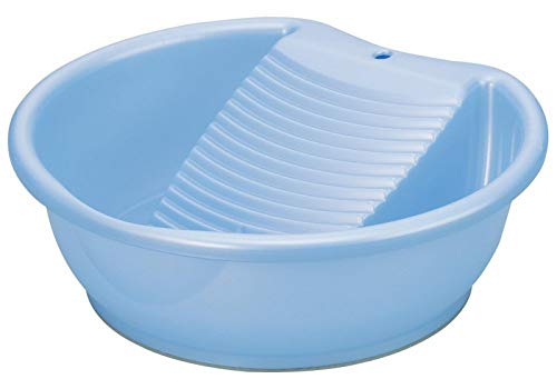 JapanBargain, Japanese Laundry Tub Basin with Washboard Laundry Board for Hand Wash Clothes Made in Japan, Plastic, Blue
