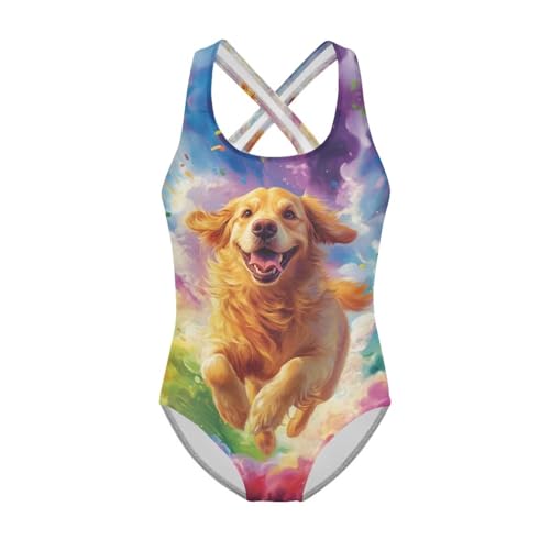Image of One Piece Swimsuit Girls Cross-Back Bathing Suit 5-14Y Kids Swimwear Cute Swimsuits Sleeveless Bathing Suits