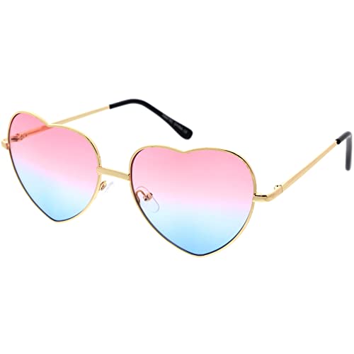 zeroUV - Sweet Gradient Lens Rainbow Fashion Metal Heart Sunglasses D2392