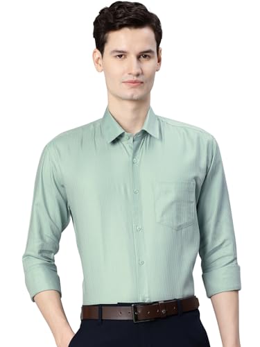 Image of Majestic Man Men's Solid Cotton Blend Textured Wrinkle-Resistant Slim Fit Easy Iron Formal Shirt