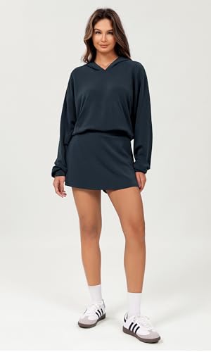 ODODOS Modal Soft Long Sleeve Cropped Hoodie for Women Oversized Pullover Sweatshirts with Pocket2