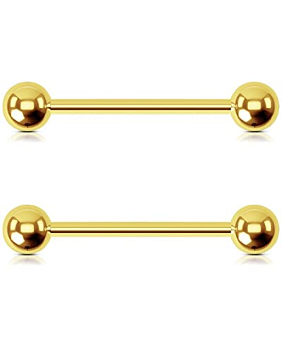 OUFER Titanium Nipple Rings, Internally Threaded 14G Straight Barbells Piercing Jewelry for Women Men