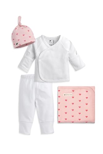 Image of monica + andy Hospital Cuddle Box, 100% Organic Baby Clothes for Newborns & Infants, Coming Home Swaddle Blanket & Cap