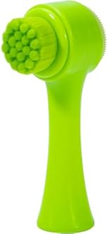 Face Brush 2 in 1, Silicone Facial Cleansing Exfoliating Brush Soft Bristles Pore Deep Cleansing Manual Dual Face Wash Scrub Brush for Massaging, Makeup Skincare Removal, Fluorescent Green