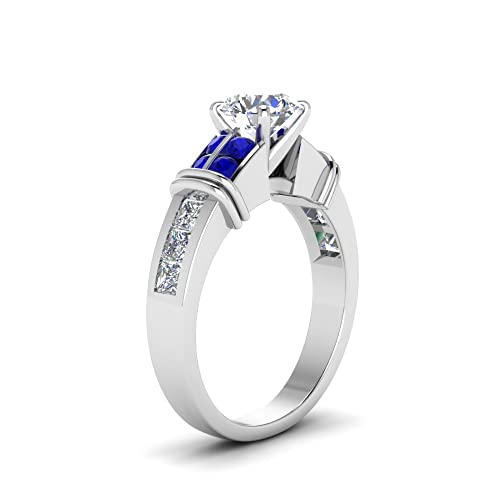 Image of 55Carat Choose Your Gemstone Channel Set Wide Diamond CZ Ring Sterling Silver Round Shape Side Stone Engagement Rings Everyday Jewelry Wedding Jewelry Handmade Gifts for Wife US Size 4 to 12