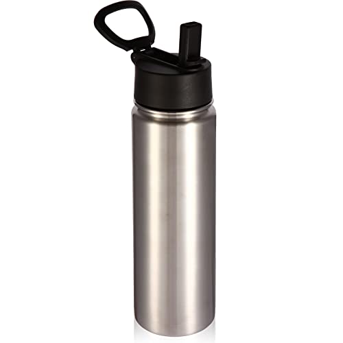 Volhoply 660ml Insulated Water Bottles with Straw Lid, Stainless Steel Sports Bottle with Handle