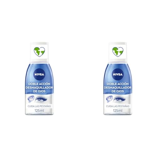 NIVEA Desmaquillador de Ojos Doble Acción (1 x 125 ml), líquido desmaquillante para el contorno de ojos sensible, limpieza facial rápida y suave (Paquete de 2)