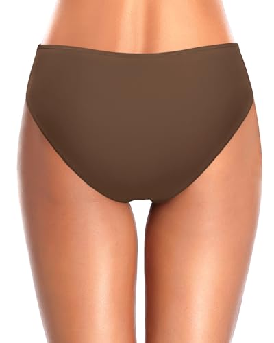 Image of Tempt Me Women Bikini Bottoms Mid Waist Bathing Suit Swimsuit Ruched Swim Bottom