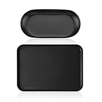 2 Stück Schwarze Tabletts, Rechteckige Tabletts, Aufbewahrungsregale, Ovale Ornamente, Schmuckdekorationstabletts, Ablagetabletts Für Die Arbeitsplatte