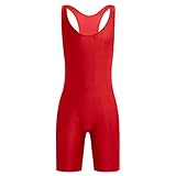 TiaoBug Herren Body Stringer Bodysuit Overall Unterhemd Männer Unterwäsche Enger Anzug mit langem Bein Rot XL
