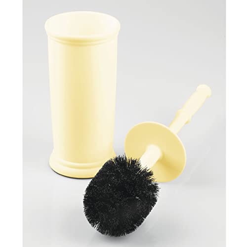 Image of mDesign Toilet Bowl Brush and Holder - Covered Bathroom Brush - Standing Scrubber in Modern Holder - Space Saving, Deep Cleaning for Toilet - Hyde Collection - Light Yellow